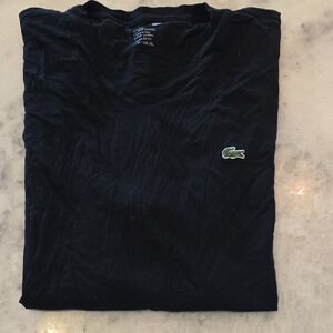 Lacoste Men's Dark Tee with Green Logo